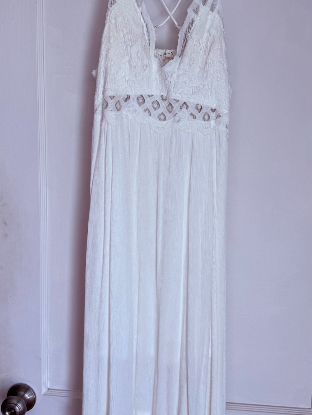 LA MIEL White Lace Bodice Midi Dress